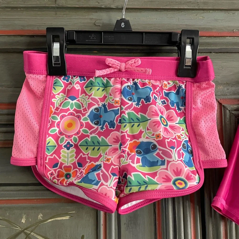 Stitch 3 PC Rash Guard Swimsuit Set Girl Size 5/6 - Picture 6 of 12